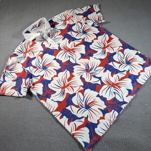 KaiPar Golf Polo Shirt Mens 2XL Black Palm Floral Performance Stretch Tropical